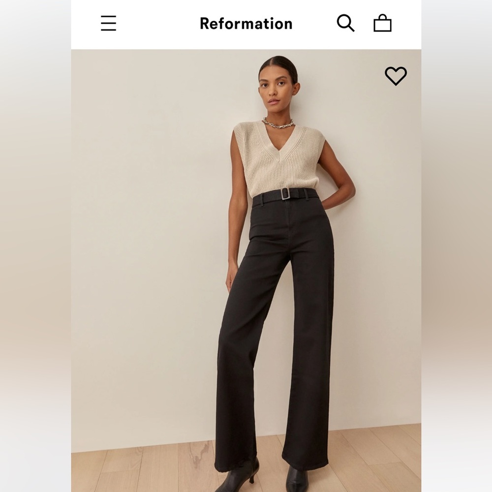 Reformation High Rise wide leg pants with belt - size 24